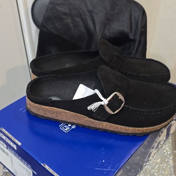 Birkenstock Buckley Suede Leather Clogs- Black - Picture 15 of 16
